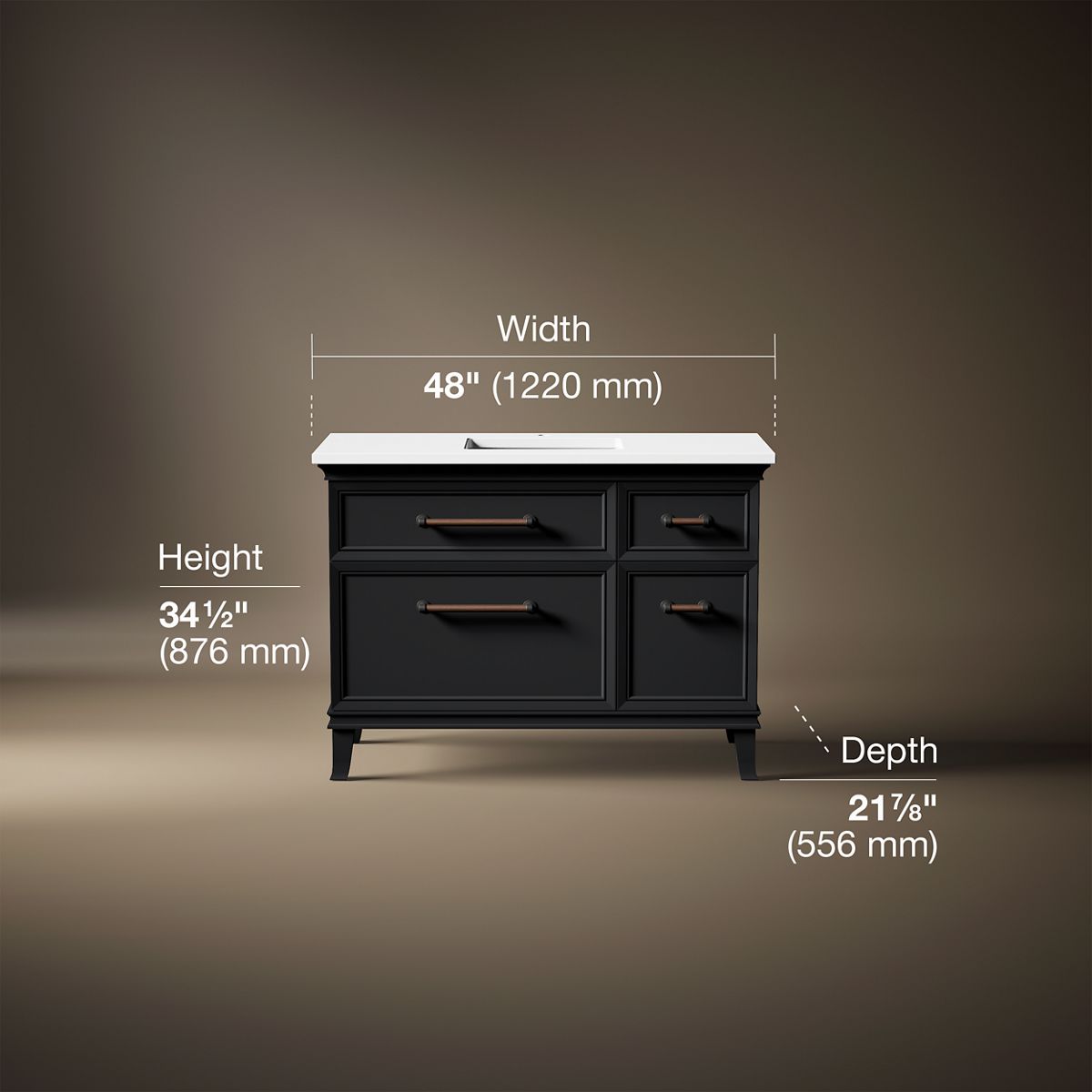 Artifacts™ 48" bathroom vanity cabinet with sink and quartz top
