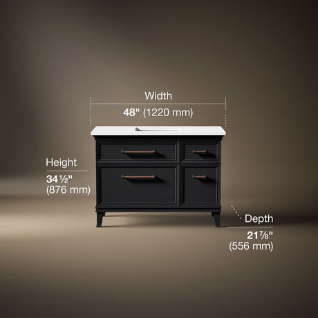 Artifacts™ 48" bathroom vanity cabinet with sink and quartz top