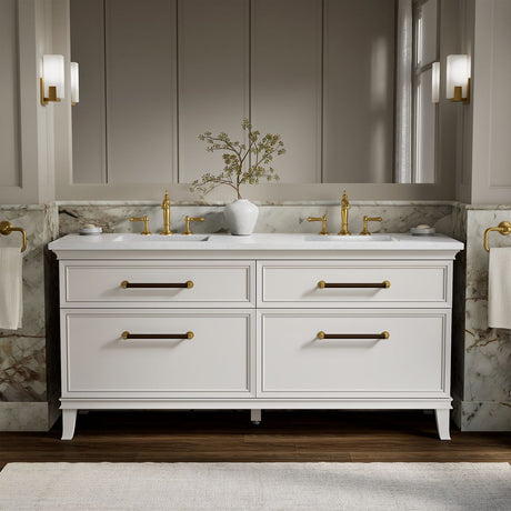 Artifacts™ 72" bathroom vanity cabinet with sinks and quartz top