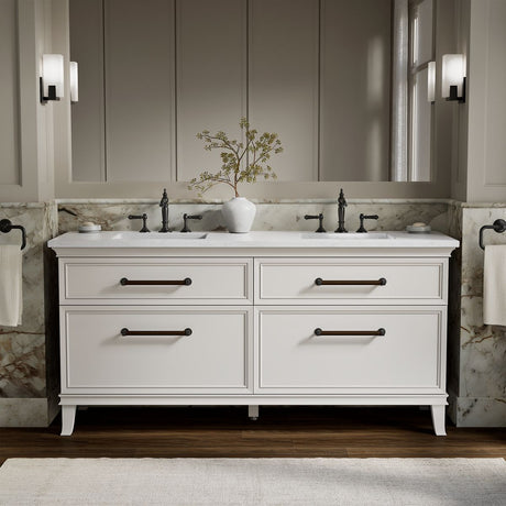 Artifacts™ 72" bathroom vanity cabinet with sinks and quartz top