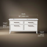 Artifacts™ 72" bathroom vanity cabinet with sinks and quartz top