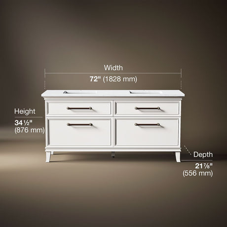 Artifacts™ 72" bathroom vanity cabinet with sinks and quartz top