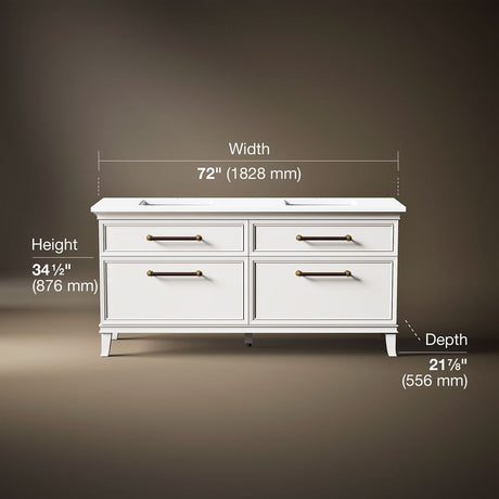 Artifacts™ 72" bathroom vanity cabinet with sinks and quartz top