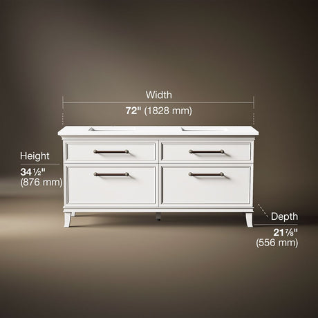 Artifacts™ 72" bathroom vanity cabinet with sinks and quartz top