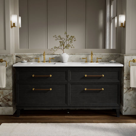 Artifacts™ 72" bathroom vanity cabinet with sinks and quartz top