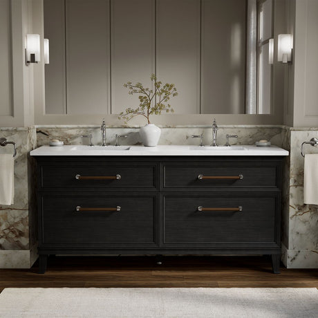 Artifacts™ 72" bathroom vanity cabinet with sinks and quartz top