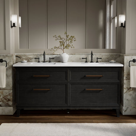 Artifacts™ 72" bathroom vanity cabinet with sinks and quartz top