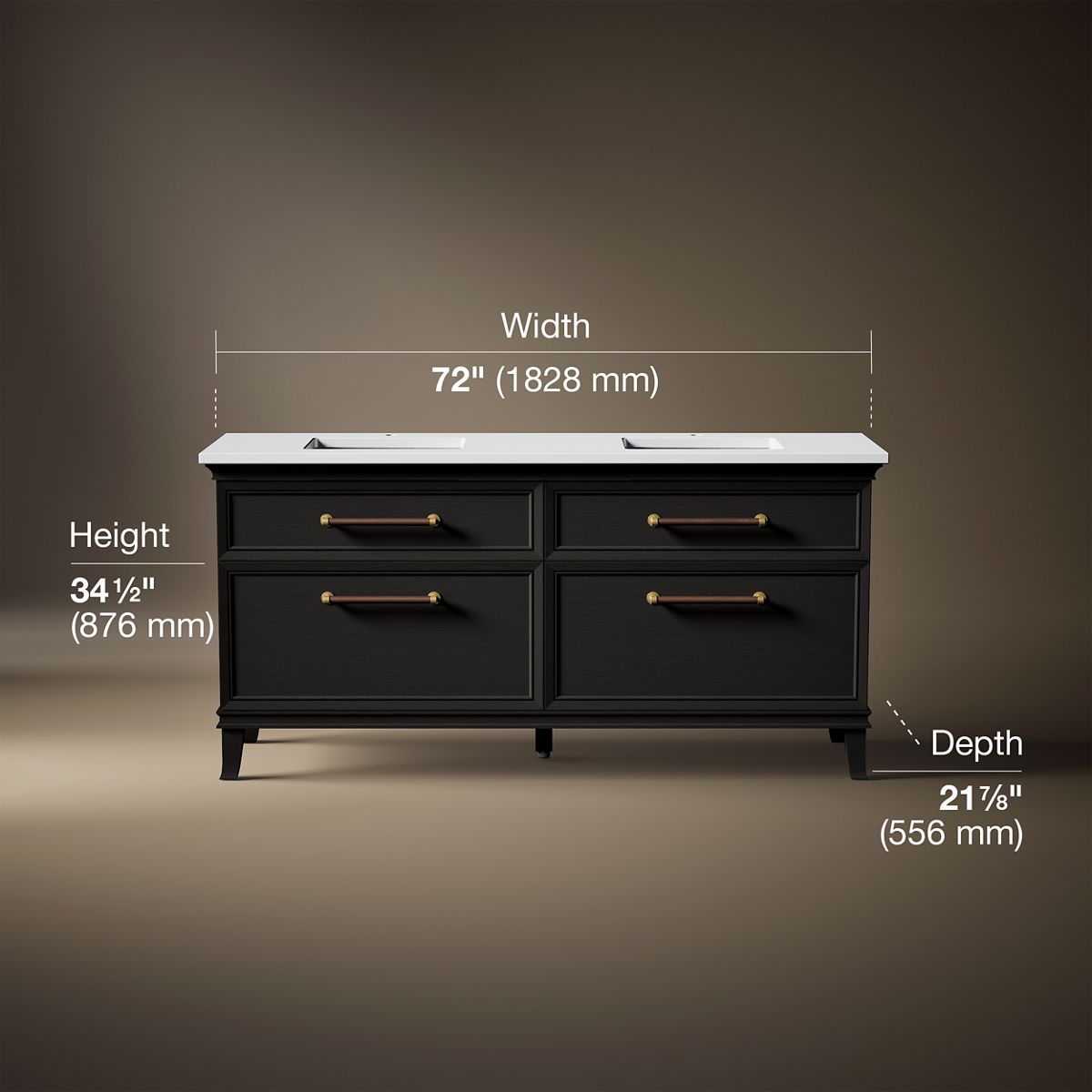 Artifacts™ 72" bathroom vanity cabinet with sinks and quartz top