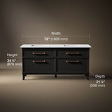 Artifacts™ 72" bathroom vanity cabinet with sinks and quartz top