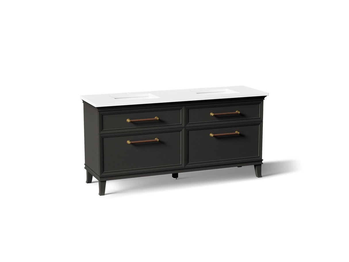 Artifacts™ 72" bathroom vanity cabinet with sinks and quartz top