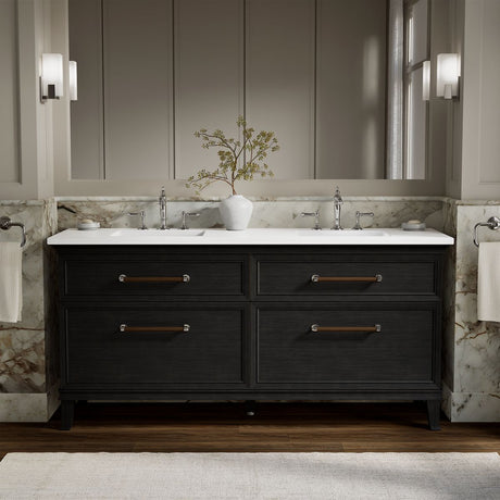 Artifacts™ 72" bathroom vanity cabinet with sinks and quartz top