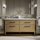 Artifacts™ 72" bathroom vanity cabinet with sinks and quartz top