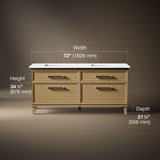 Artifacts™ 72" bathroom vanity cabinet with sinks and quartz top