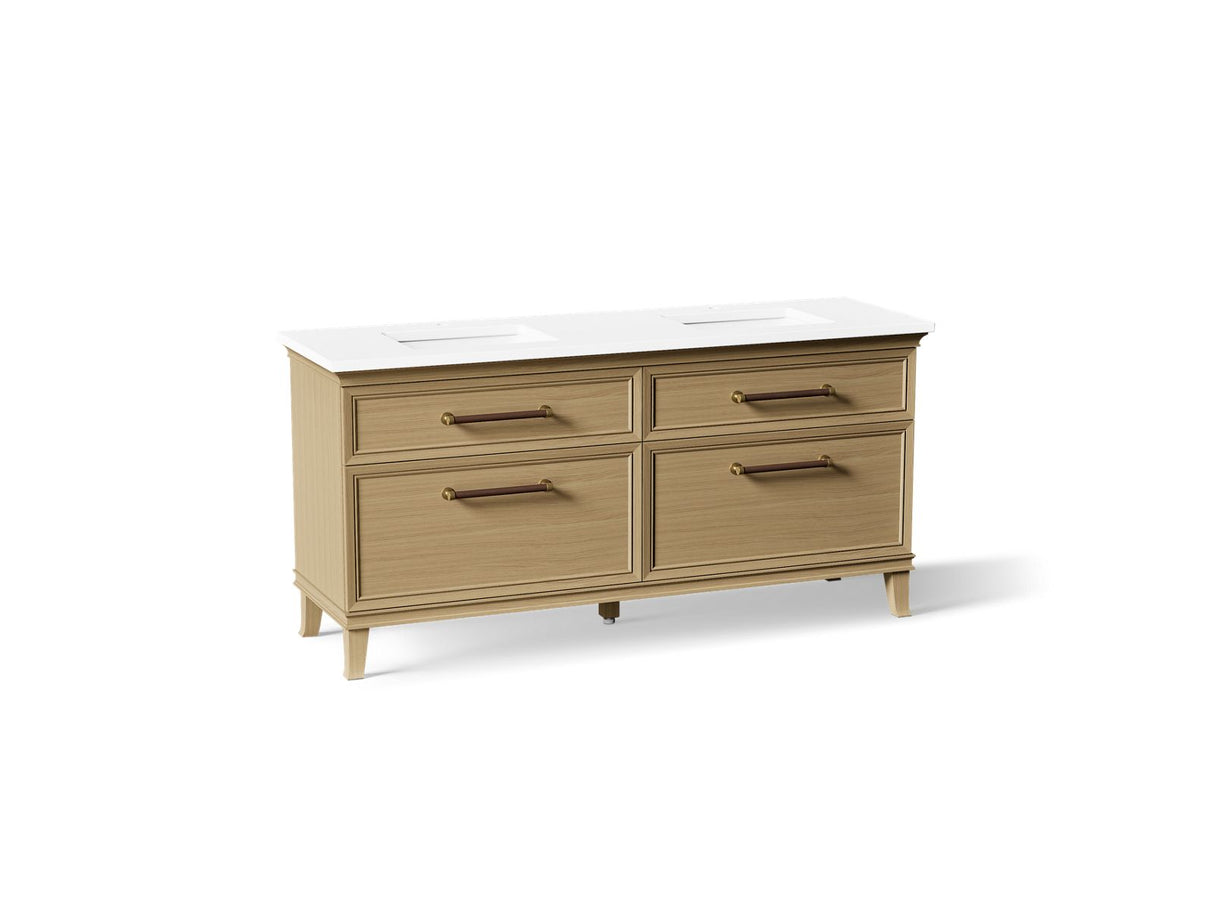 Artifacts™ 72" bathroom vanity cabinet with sinks and quartz top