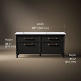 Artifacts™ 72" bathroom vanity cabinet with sinks and quartz top