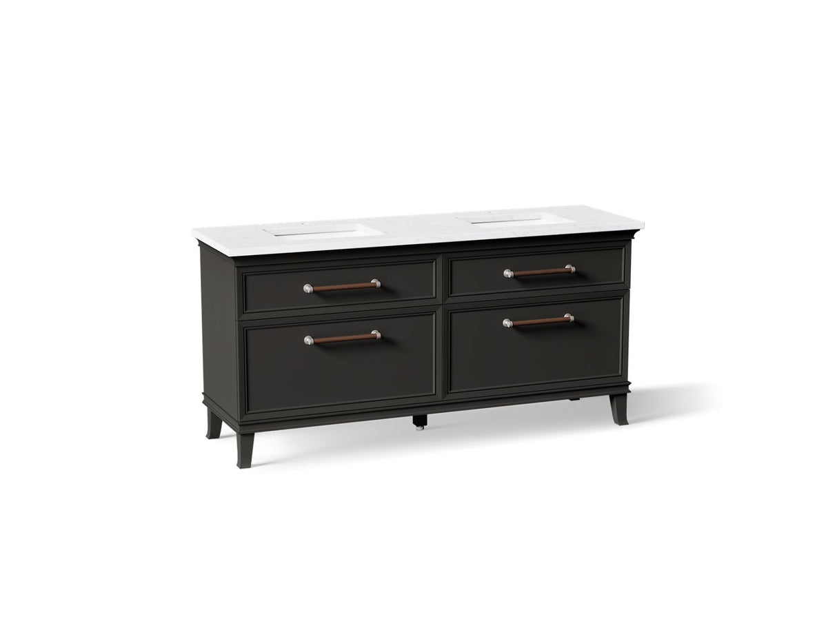 Artifacts™ 72" bathroom vanity cabinet with sinks and quartz top