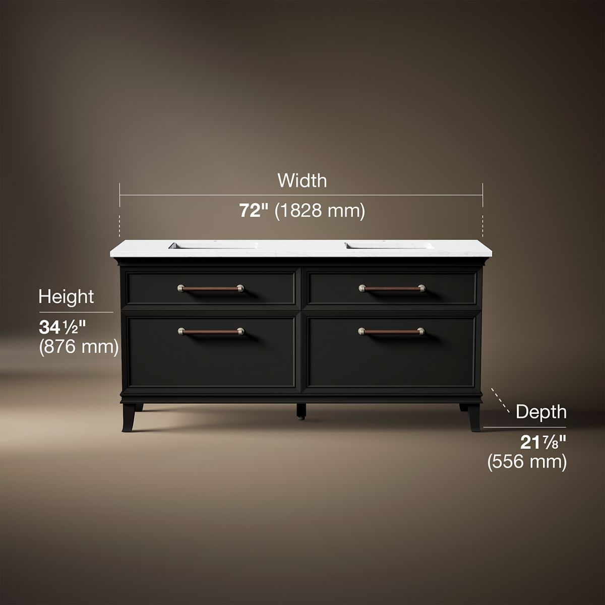 Artifacts™ 72" bathroom vanity cabinet with sinks and quartz top