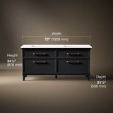 Artifacts™ 72" bathroom vanity cabinet with sinks and quartz top