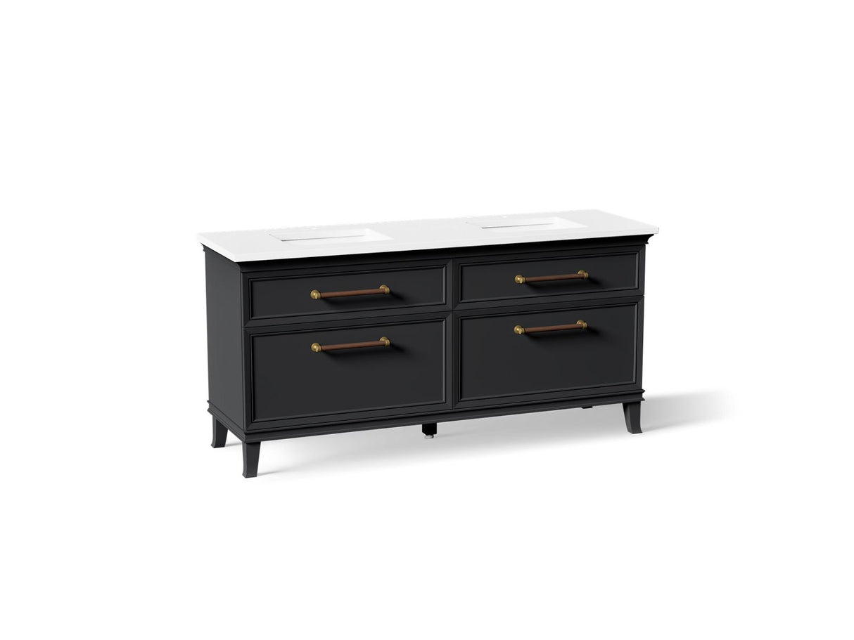 Artifacts™ 72" bathroom vanity cabinet with sinks and quartz top