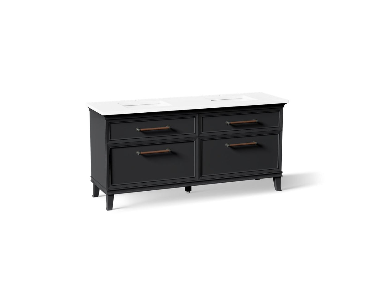 Artifacts™ 72" bathroom vanity cabinet with sinks and quartz top