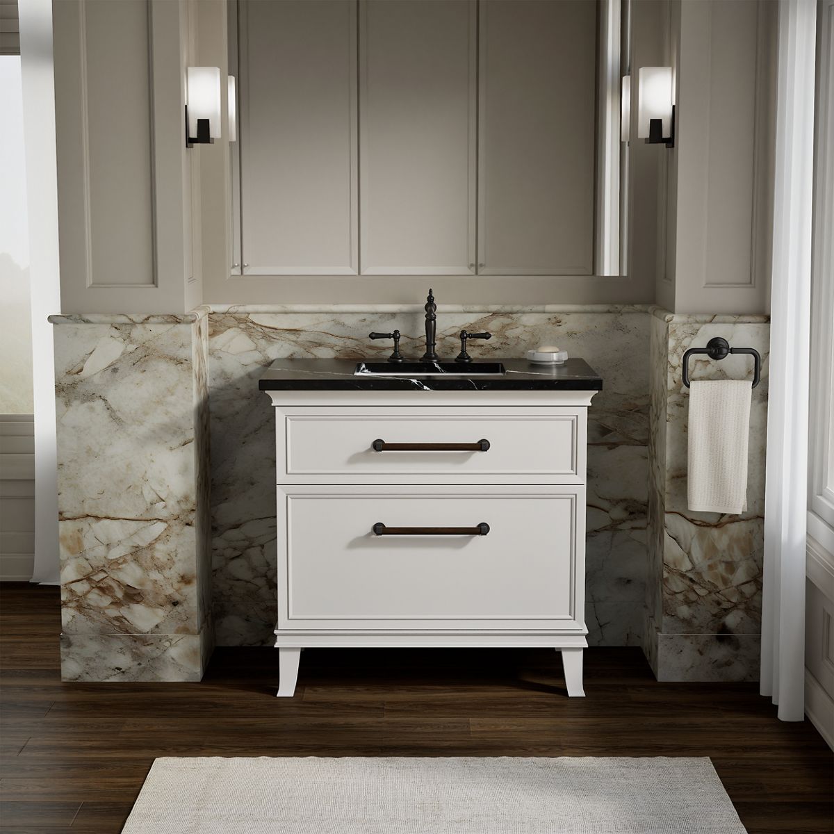 Artifacts™ 36" bathroom vanity cabinet with sink and quartz top