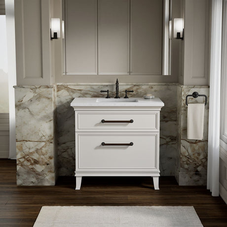 Artifacts™ 36" bathroom vanity cabinet with sink and quartz top
