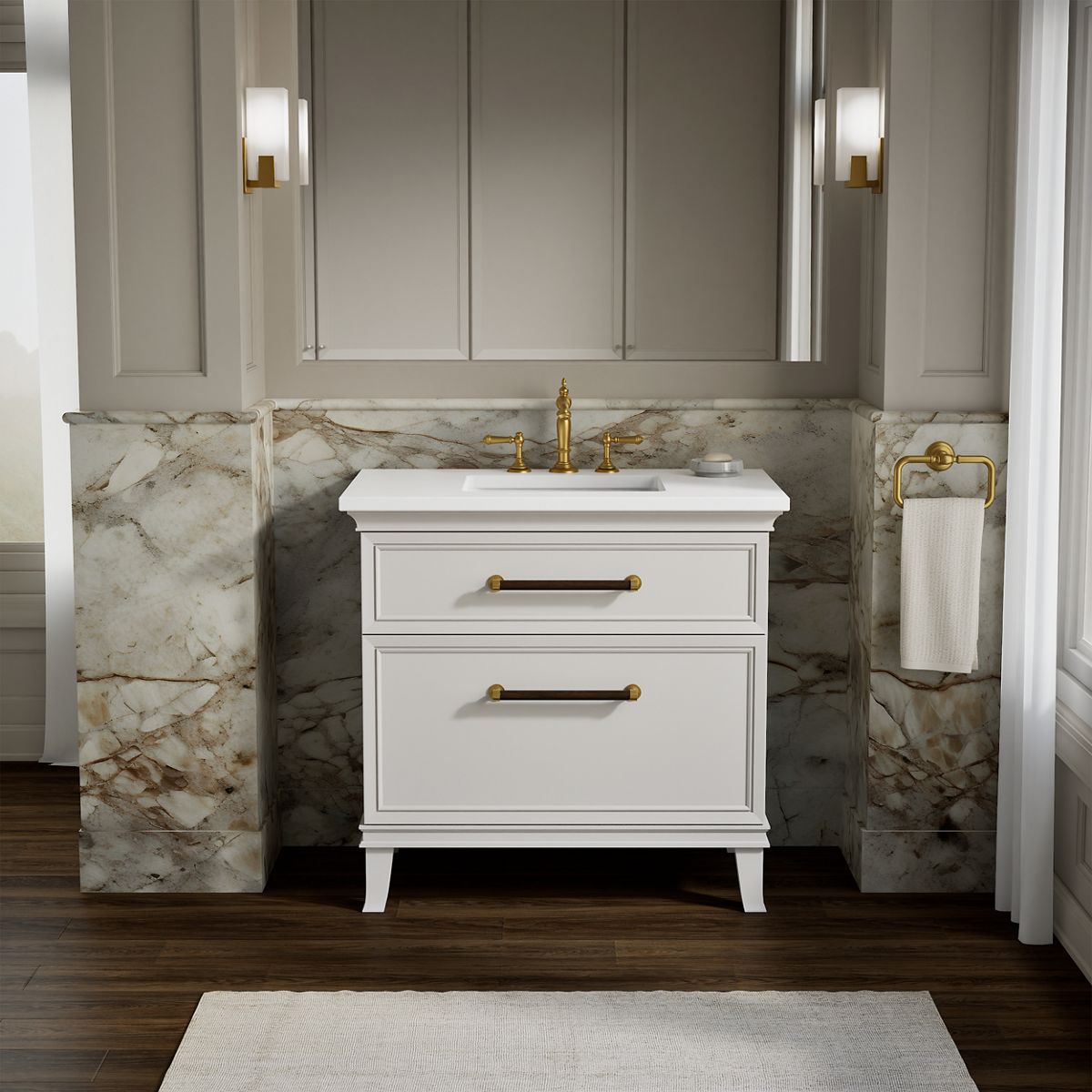 Artifacts™ 36" bathroom vanity cabinet with sink and quartz top
