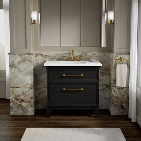 Artifacts™ 36" bathroom vanity cabinet with sink and quartz top