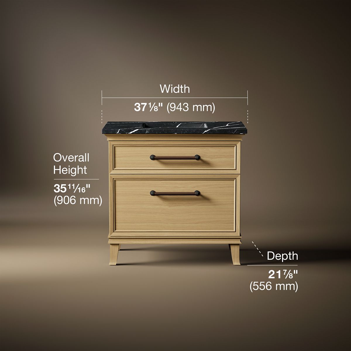 Artifacts™ 36" bathroom vanity cabinet with sink and quartz top