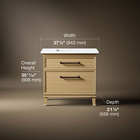 Artifacts™ 36" bathroom vanity cabinet with sink and quartz top