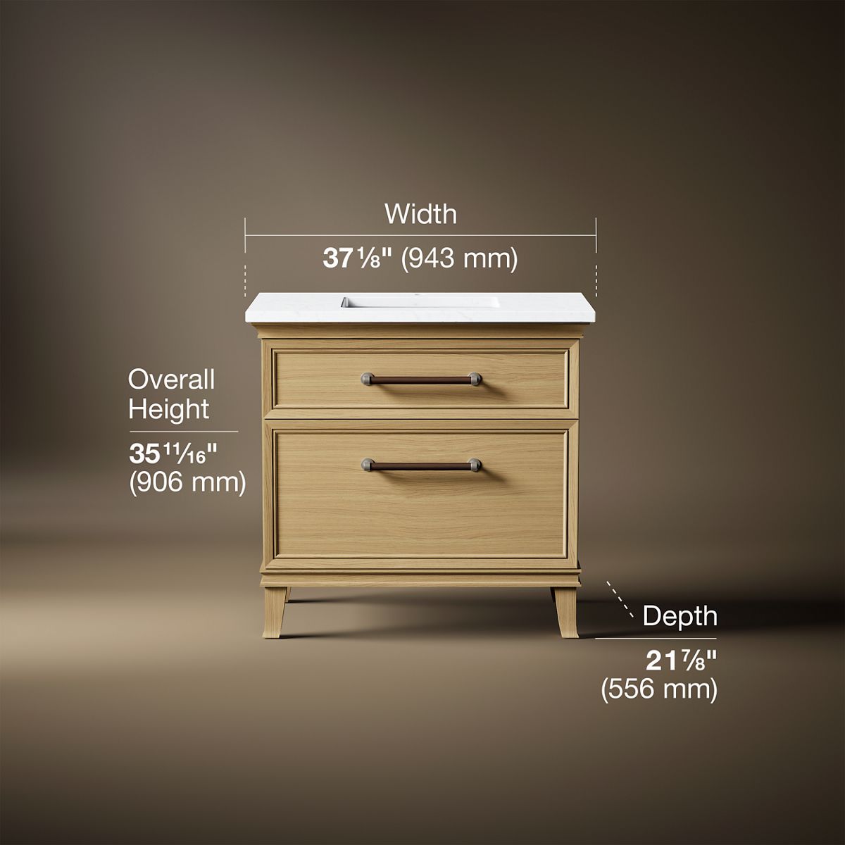 Artifacts™ 36" bathroom vanity cabinet with sink and quartz top