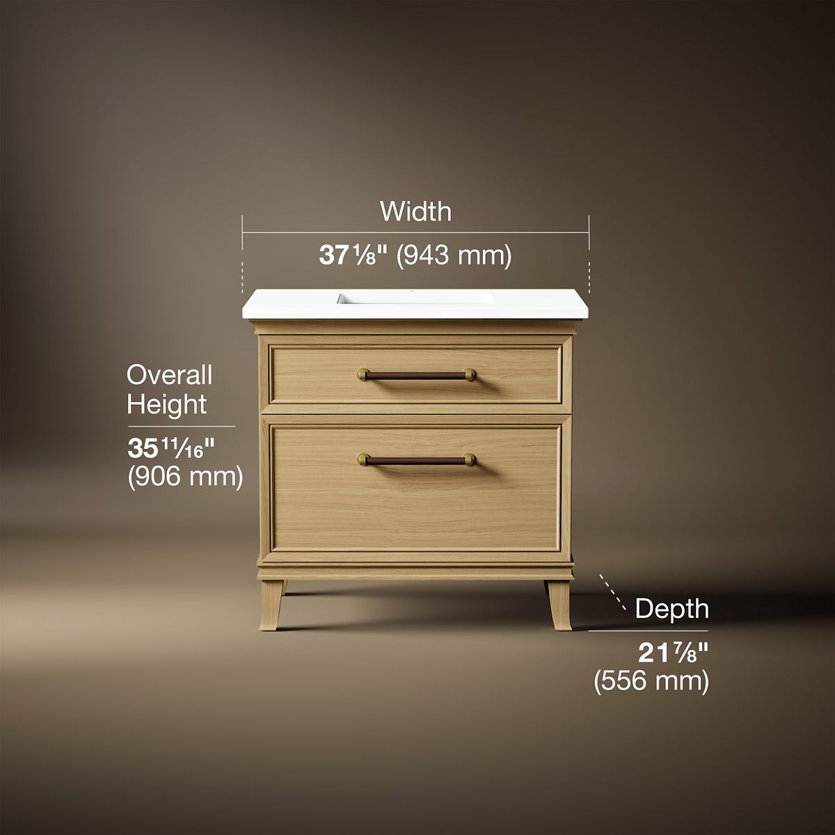 Artifacts™ 36" bathroom vanity cabinet with sink and quartz top