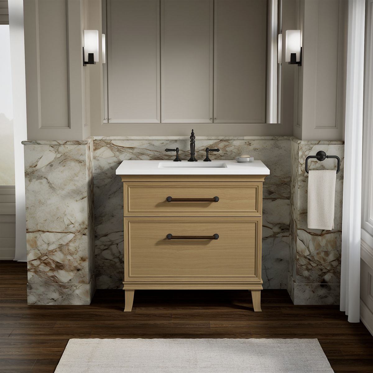 Artifacts™ 36" bathroom vanity cabinet with sink and quartz top