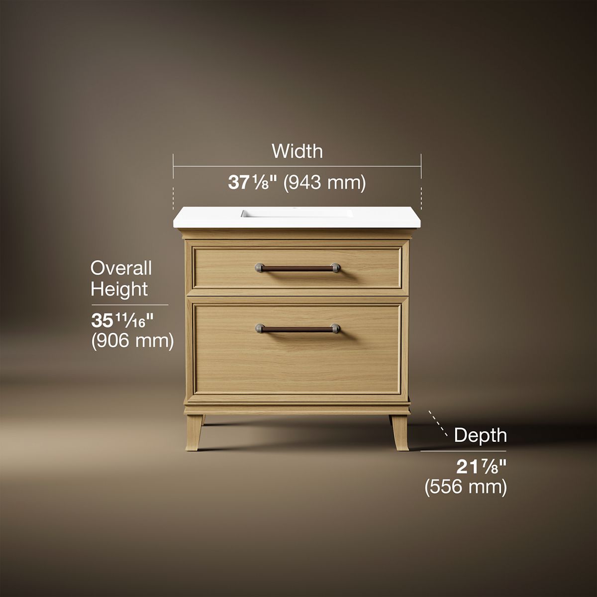 Artifacts™ 36" bathroom vanity cabinet with sink and quartz top