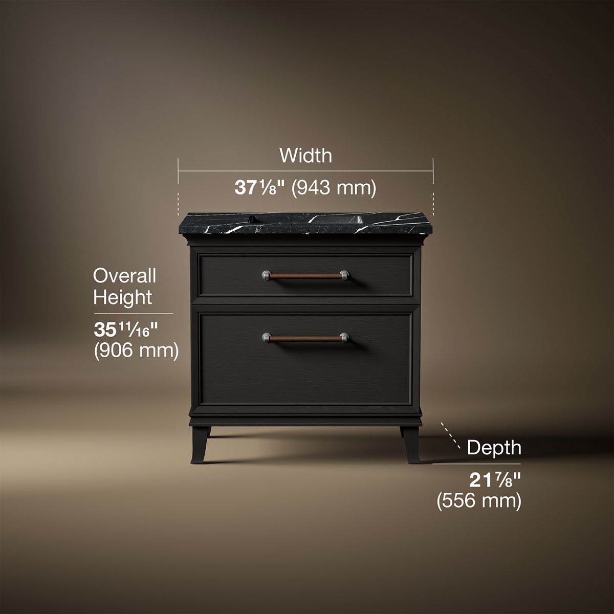 Artifacts™ 36" bathroom vanity cabinet with sink and quartz top