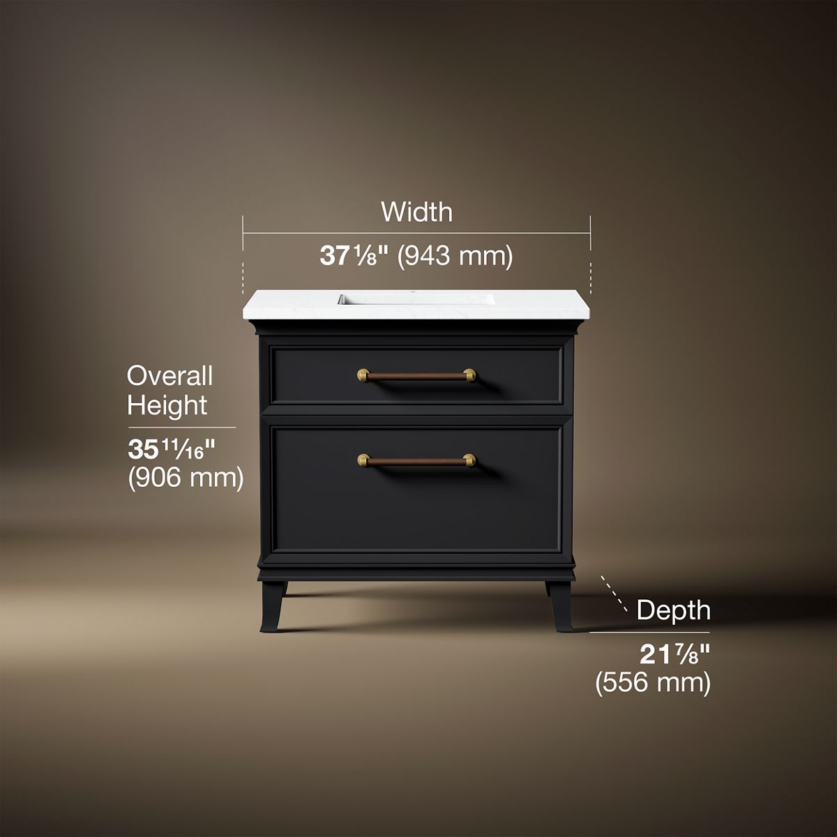 Artifacts™ 36" bathroom vanity cabinet with sink and quartz top