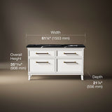 Artifacts™ 60" bathroom vanity cabinet with sinks and quartz top