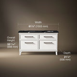 Artifacts™ 60" bathroom vanity cabinet with sinks and quartz top