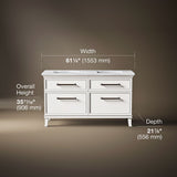 Artifacts™ 60" bathroom vanity cabinet with sinks and quartz top