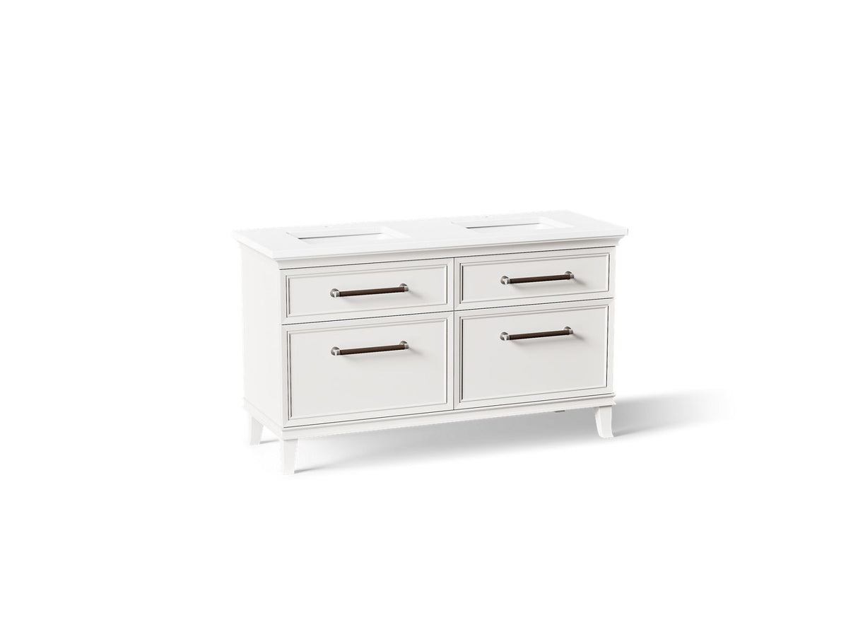 Artifacts™ 60" bathroom vanity cabinet with sinks and quartz top