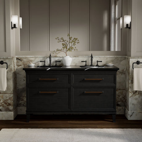 Artifacts™ 60" bathroom vanity cabinet with sinks and quartz top