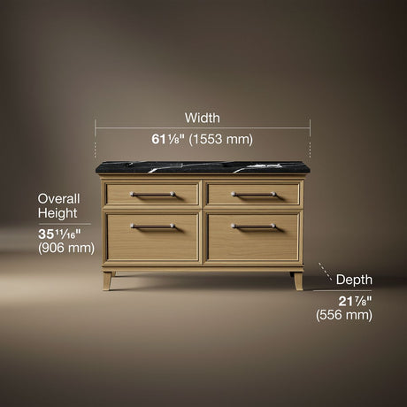 Artifacts™ 60" bathroom vanity cabinet with sinks and quartz top
