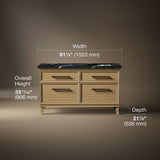 Artifacts™ 60" bathroom vanity cabinet with sinks and quartz top