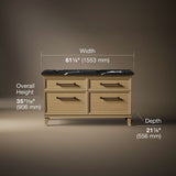Artifacts™ 60" bathroom vanity cabinet with sinks and quartz top