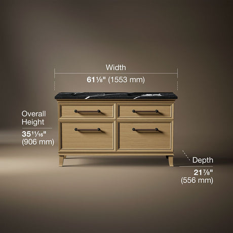 Artifacts™ 60" bathroom vanity cabinet with sinks and quartz top
