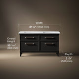 Artifacts™ 60" bathroom vanity cabinet with sinks and quartz top