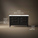 Artifacts™ 60" bathroom vanity cabinet with sinks and quartz top