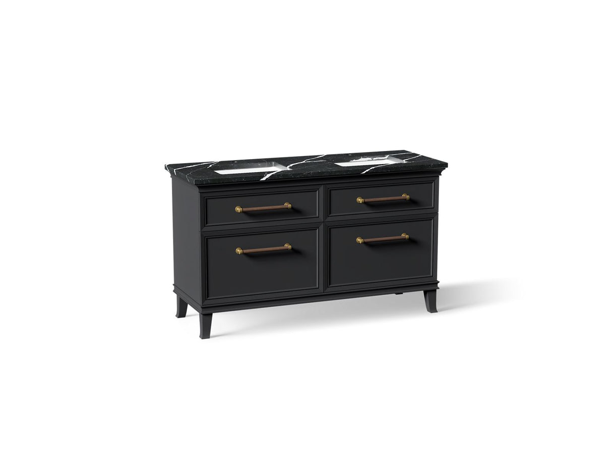Artifacts™ 60" bathroom vanity cabinet with sinks and quartz top