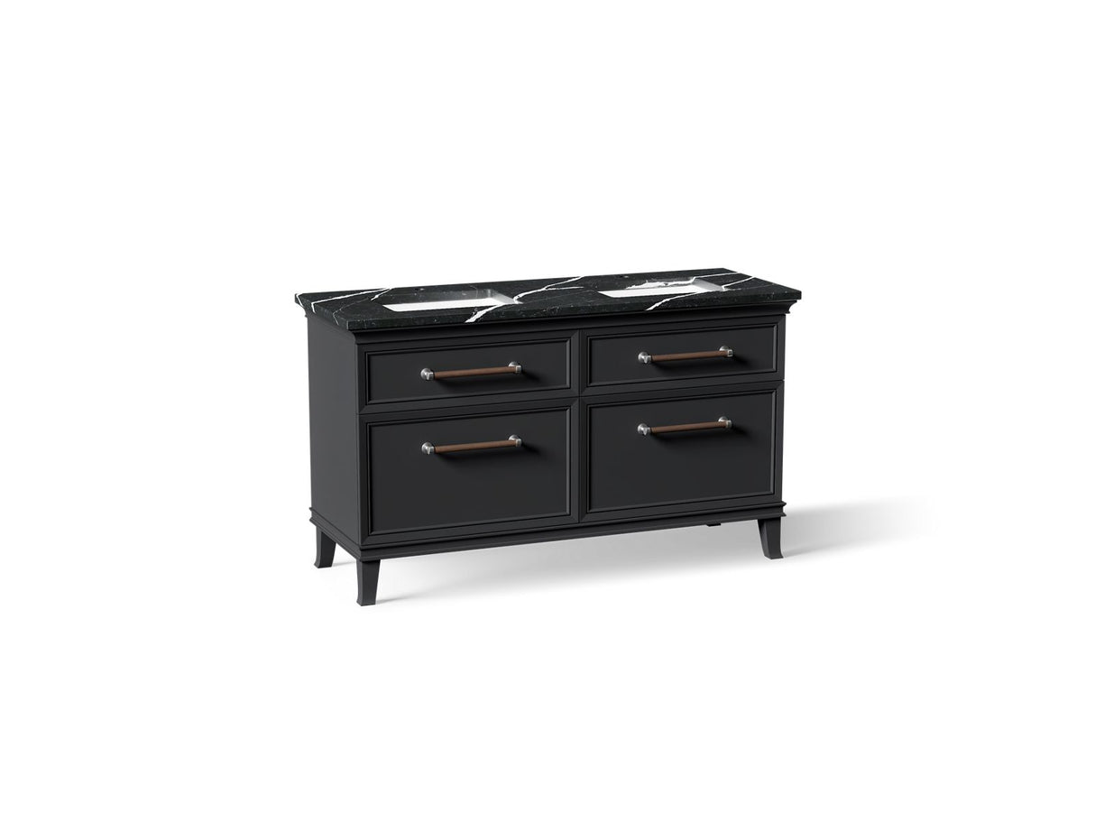 Artifacts™ 60" bathroom vanity cabinet with sinks and quartz top