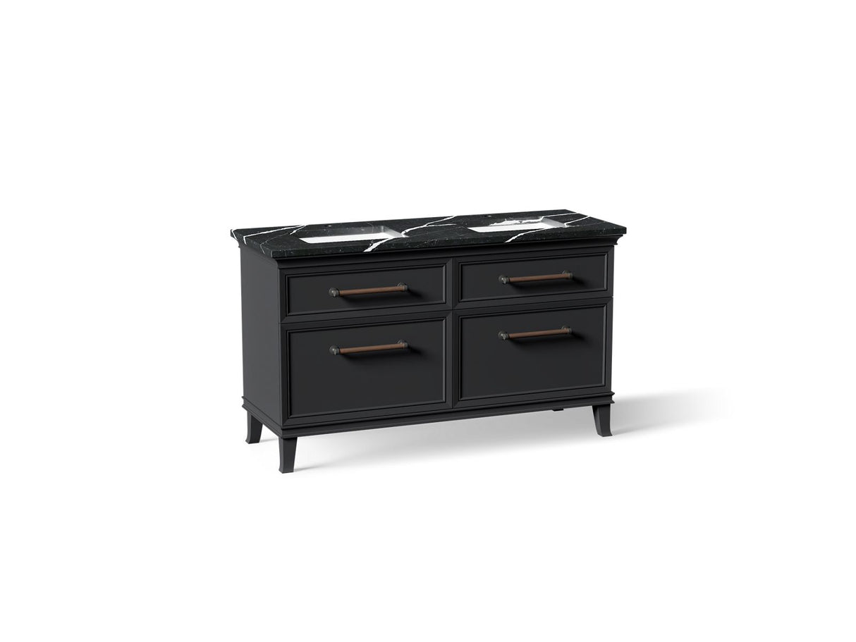 Artifacts™ 60" bathroom vanity cabinet with sinks and quartz top